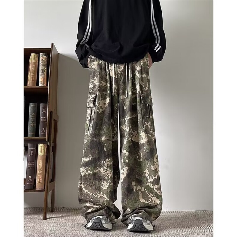 迷彩工装休闲裤男女韩版潮流高街帅百搭2024秋冬ins长裤K5829-P50，男装休闲裤，星座412-2