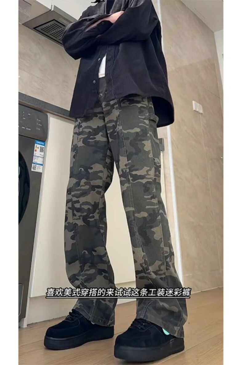 网图慎用抖音品质迷彩裤子男款穿搭直筒微喇裤310A-GJ229-P30,男装休闲裤,四季星座310A