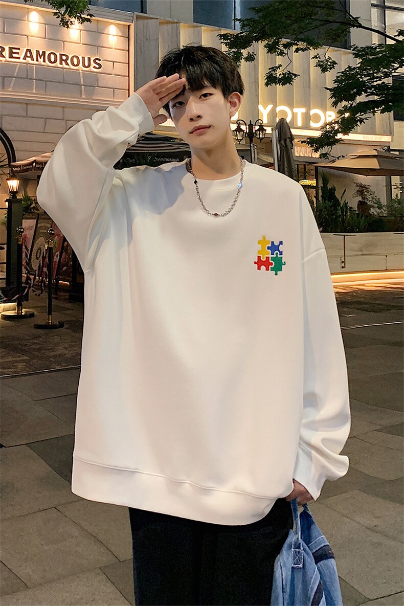 Y5043P32秋季港风圆领卫衣男宽松长袖T恤打底衫外套,男装卫衣,星座1204-3