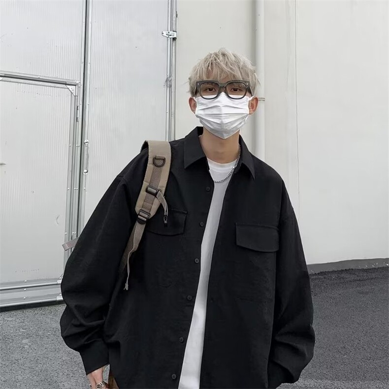 日系cityboy衬衫男秋季宽松百搭纯色外套帅气工装衬衣CS2126-p38,男装衬衫,星座1008