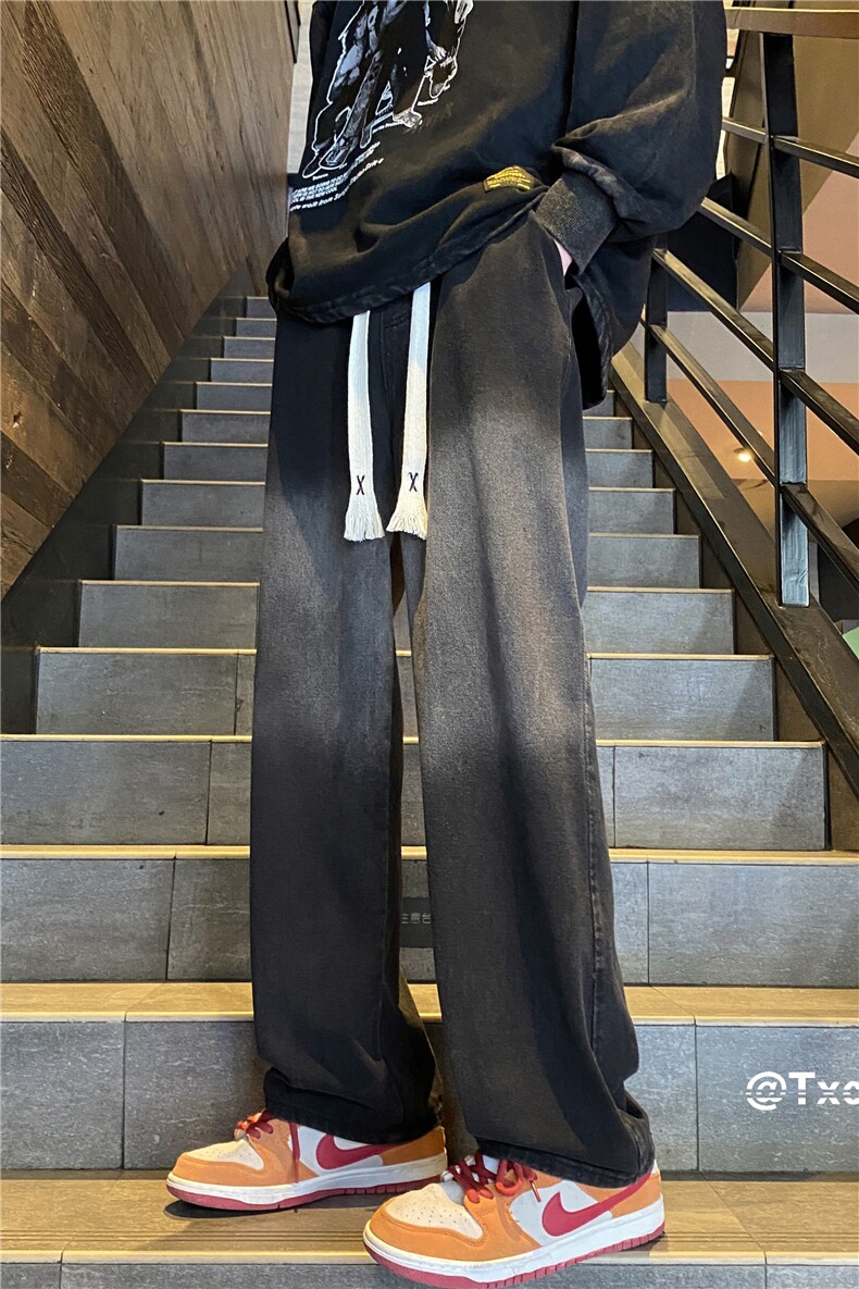 2024春季新款渐变牛仔裤直筒宽松潮流拖地裤子B315-K5448-P50控68,男装牛仔裤,电商B315