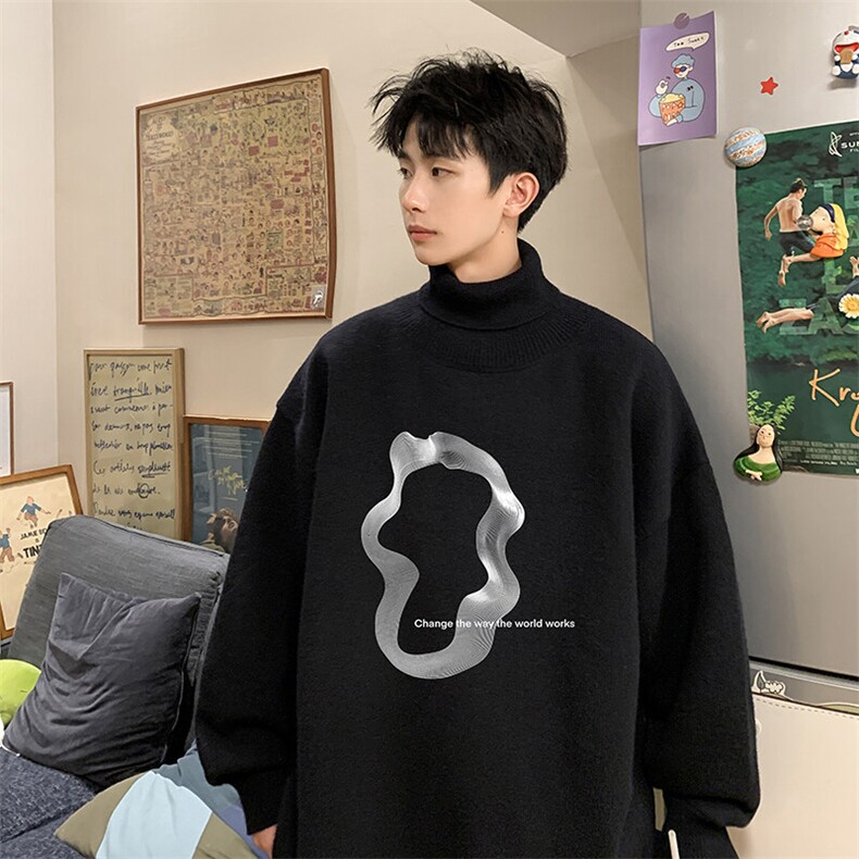 8XL高领毛衣男大码胖子堆堆领打底羊毛衫GM45390-P45加绒款-P65,男装T恤,电商A040