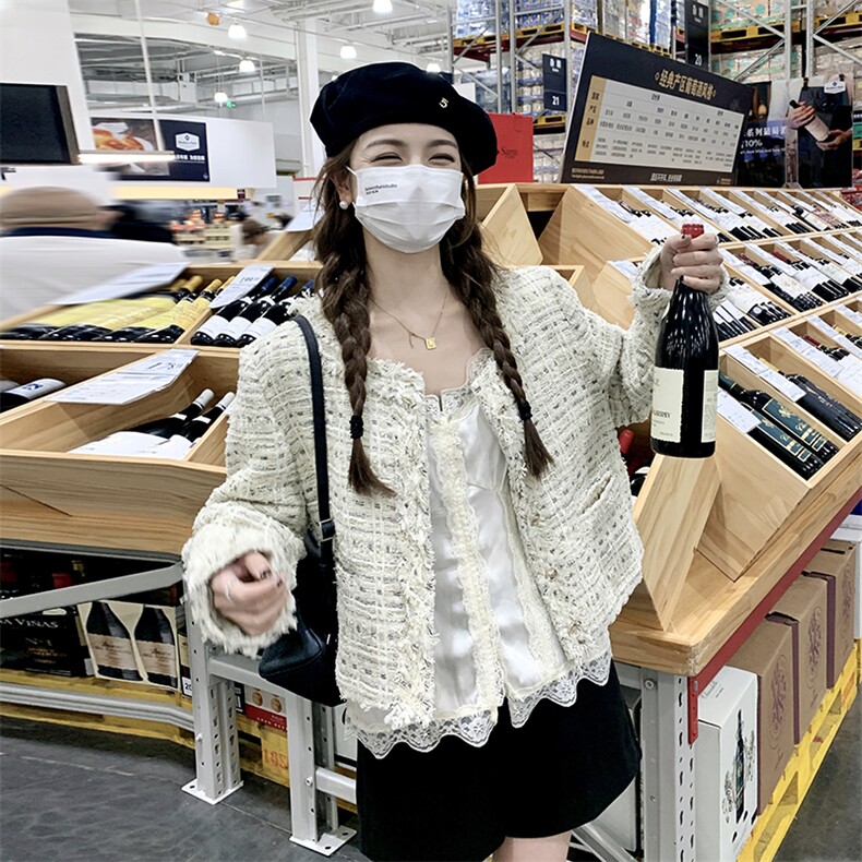 冷淡系小个子米白色小香风外套女2023秋新款法式名媛气质流行上衣图片