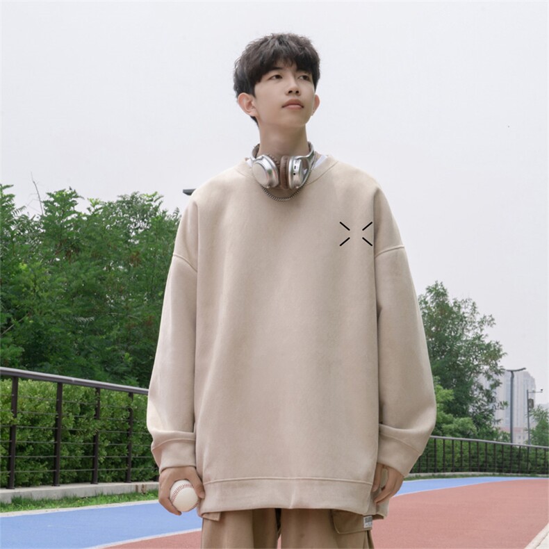 抖音得物高品质重磅百搭麂皮绒宽松圆领卫衣wyjp8228-特p35控69,男装卫衣,星座605(原A050)