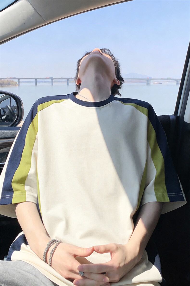 2026夏季新款休闲撞色拼接短袖T恤男DT6233-特P26建议零售价58,男装T恤,电商A001-1