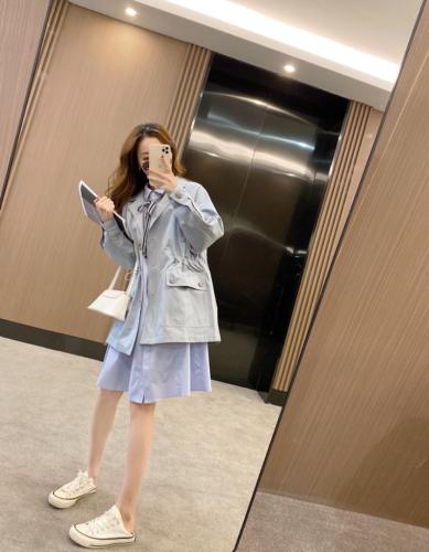 香丽迪抽绳收腰风衣女春夏新款糖果色小个子休闲外套中,女装风衣,香丽迪1