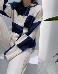 韩版拼接双色毛衣,女装针织衫/毛衣,SHANGCHUN·W 汪尚春