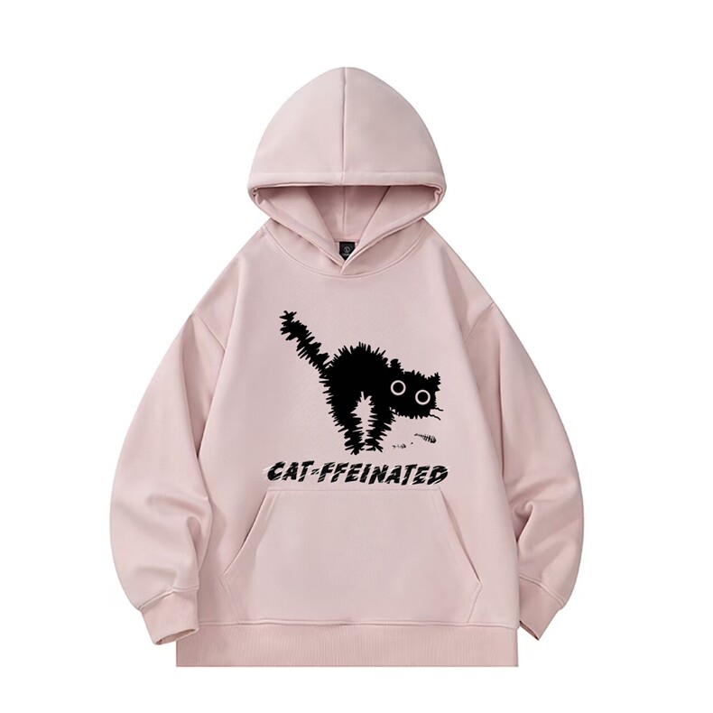 W2255P55男女款重磅棉大码松连帽卡通猫休闲宽松情侣卫衣，女装卫衣/绒衫，星座201-2