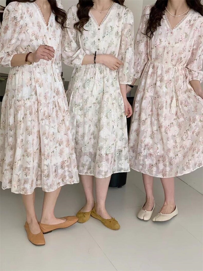 春装重工蕾丝面料连衣裙，女装连衣裙，佳其