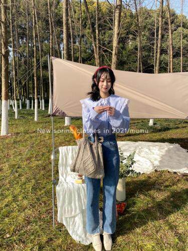 大翻领纯色衬衣，女装，Mu Mu