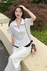 时尚半拉链撞色针织衫显瘦百搭修身毛衣，女装针织衫/毛衣，鑫慧