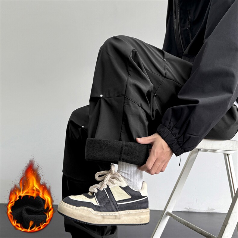 黑色铆钉伞兵工装裤子美式高街设计感休闲长裤JRK730-特批-38，男装工装外套，星座718-1