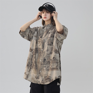 风水墨画高级感上衣男式衬衣复古衬衣男 225-2-CS806-P38 控55图片