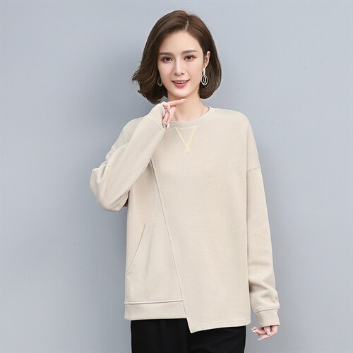 2021春季新款时尚休闲拼接打底上衣，女装卫衣/绒衫，叶笙衣