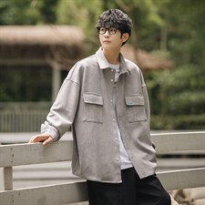 2023秋麂皮绒口袋装饰cityboy长袖衬衫男工装夹克外套C22652-P65，男装衬衫，电商A082