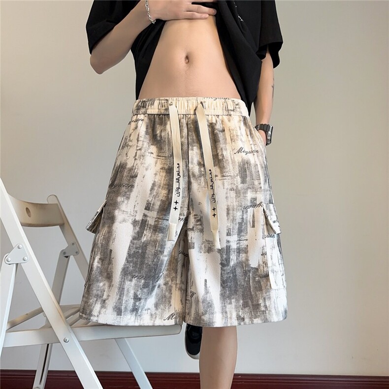 数据款美式扎染刺绣短裤夏季宽松透气休闲五分裤*CK2529*P30控58，男装牛仔裤，星座511-1