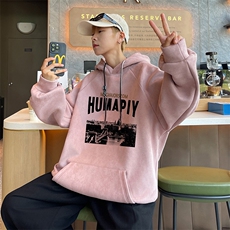 港风抖音直播得物品质宽松麂皮绒连帽卫衣W6022P48，男装卫衣，电商C408-1(原B339-1)