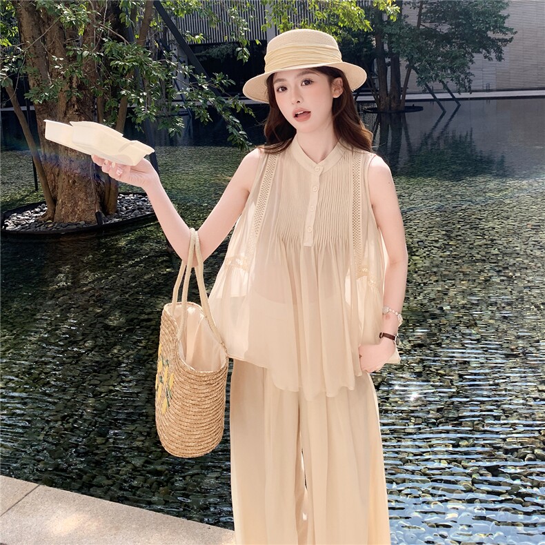 超仙时尚阔腿裤套装女2026夏季新款洋气减龄显瘦绝美巨好看三件套,女装套装/套裙,衣秀之家