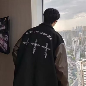 标准新款时尚ins男简约外穿青春流行纯色潮长袖潮流翻领夹克秋季图片