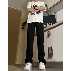 现货渐变拉链黑色牛仔裤男大码修身直筒裤K5804-K5805-P50，男装牛仔裤，星座205