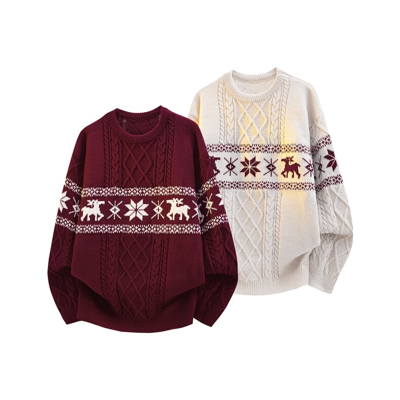 秋冬季宽松慵懒风马海毛软糯渐变圣诞毛衣男女潮牌加厚情侣针织衫，男装针织衫/毛衣，星座601-1