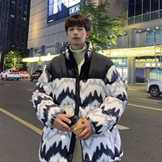 棉服男潮拼色情侣上衣港风加厚保暖宽松立领外套M0780-P90，男装棉衣，星座308B-2
