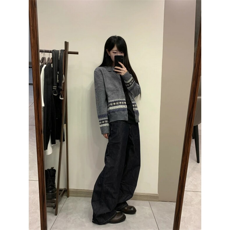 MMY416CC-特P60费尔岛针织开衫毛衣男女早秋提花polo上衣,男装针织衫/毛衣,星座1007（原301D）