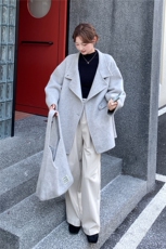 轻熟风立领呢大衣女2025秋冬新款高级感宽松显瘦小个子毛呢外套，女装毛呢外套，2D014