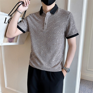店主风社会小伙男士亮面翻领POLO衫男休闲上衣301A-1/PL117/P53图片
