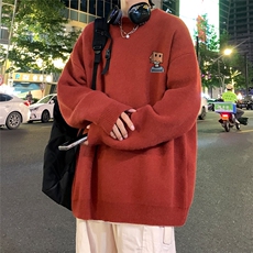 港风新款秋季时尚百搭宽松印花潮流圆领毛衣TPM6840P40控68，男装针织衫/毛衣，电商A268A