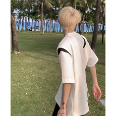 潮流气质慵懒新款无品牌百搭美式网眼透气短袖男夏解构分割日系，男装T恤，星座1210-1