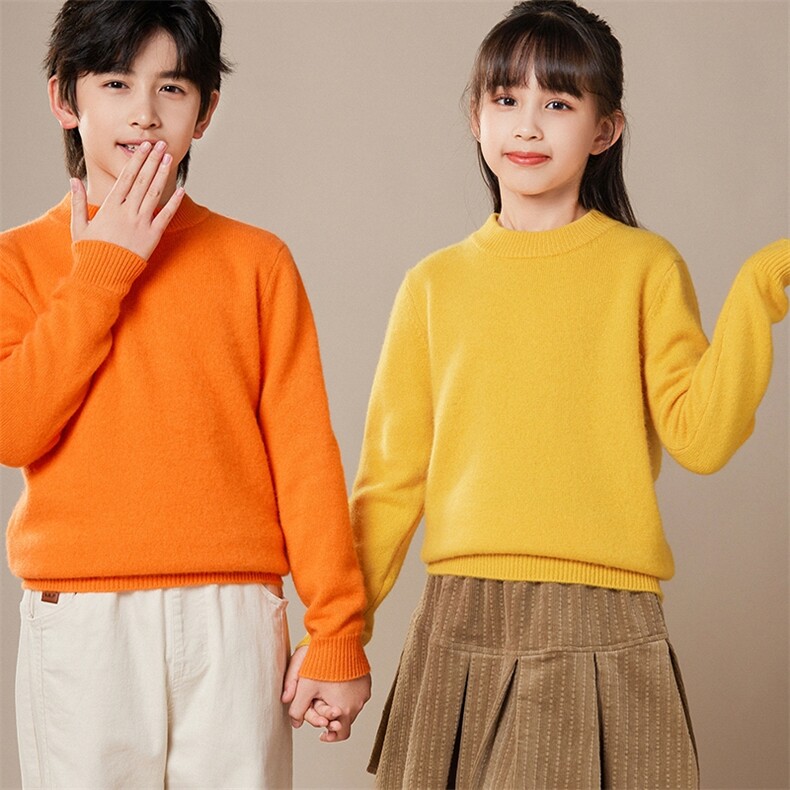 儿童半高领针织上衣纯色美观柔软弹性加厚保暖，童装儿童针织衫，质第童装店