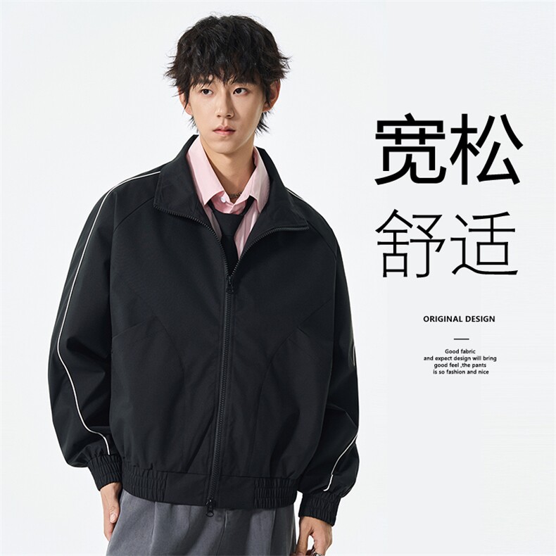 美式复古翻领夹克男款春季新款潮流宽松休闲百搭外套JS5603-P75图片