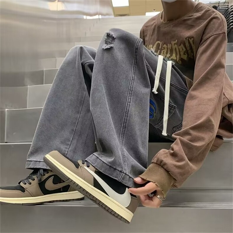 牛仔裤男秋季潮大码休闲裤子高街刺绣N5047P46,男装牛仔裤,星座1116-2