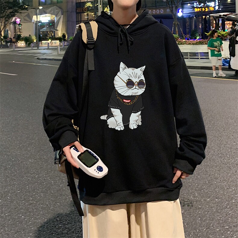 WY2044-P35加绒款-P40纯棉连帽卫衣男大码运动帽衫宽松薄外套男,男装卫衣,电商A040