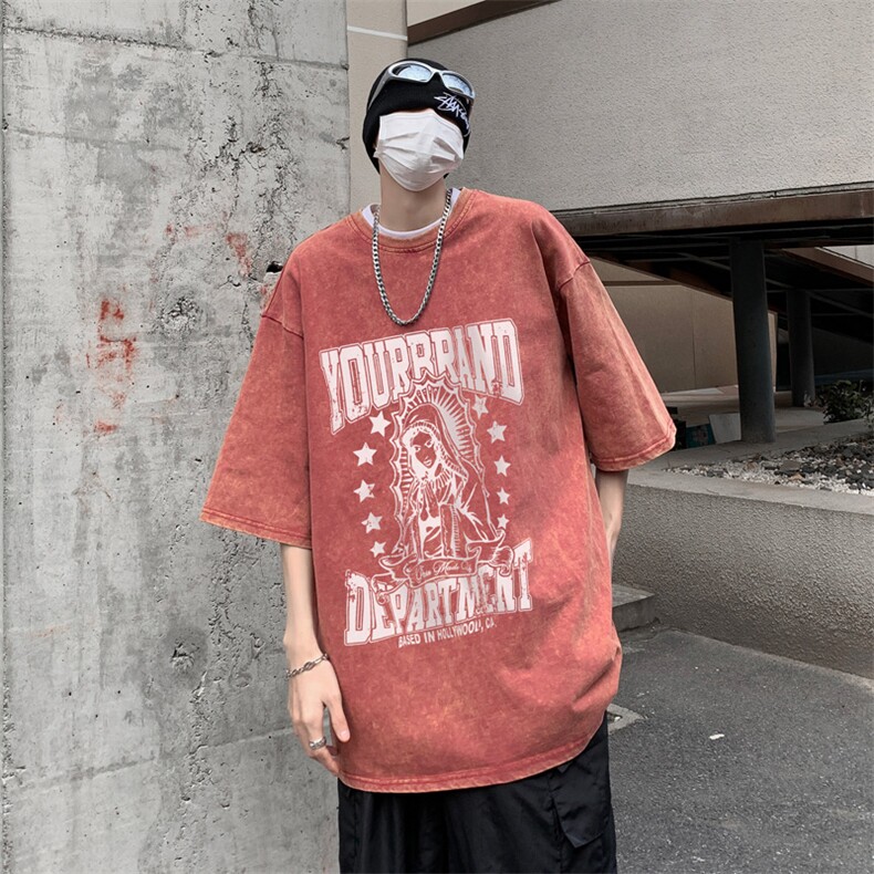 复古水洗做旧夏美式印花半袖高街重磅短袖T恤XZ514-2-1302-P38,男装T恤,星座514-2(原B239)