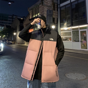 坎肩现货刺绣立领宽松外套马甲时尚男款韩版羽绒服拼接男女款图片