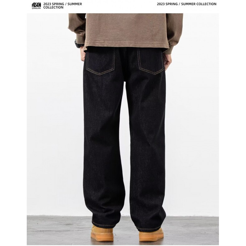 1506-1/K89201/P49轻澜黑色牛仔裤男直筒宽松休闲大码阔腿裤百搭,男装牛仔裤,星座1506-1