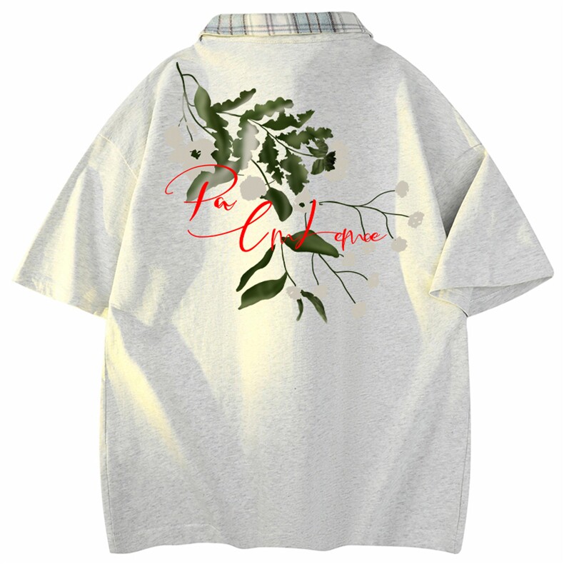得物抖音品质冰感面料美式印花格子翻领POLO衬衫短袖T恤APL0303,男装T恤,电商A443