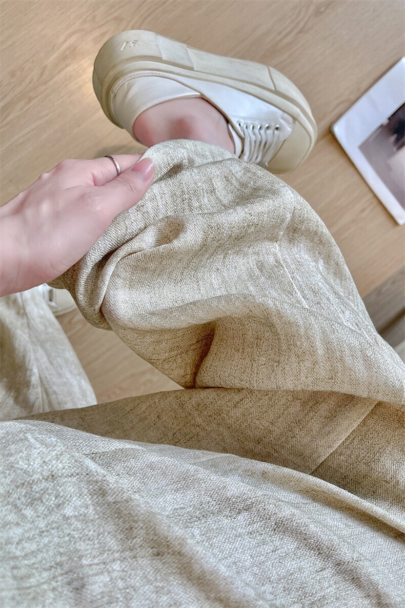 8XL-M冰丝棉麻阔腿裤男防晒凉凉裤垂感直筒休闲扎染山本裤K9138,男装休闲裤,电商D206-1