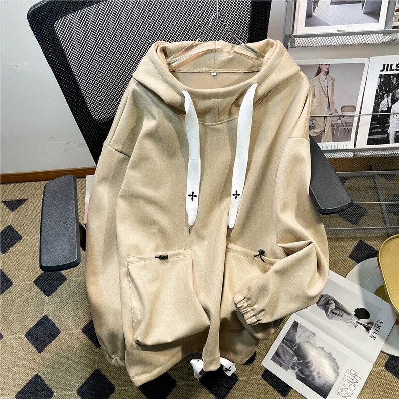 1港风麂皮绒卫衣男连帽卫衣女中性风大口袋工装男WY7775P75控105,男装卫衣,星座226-2