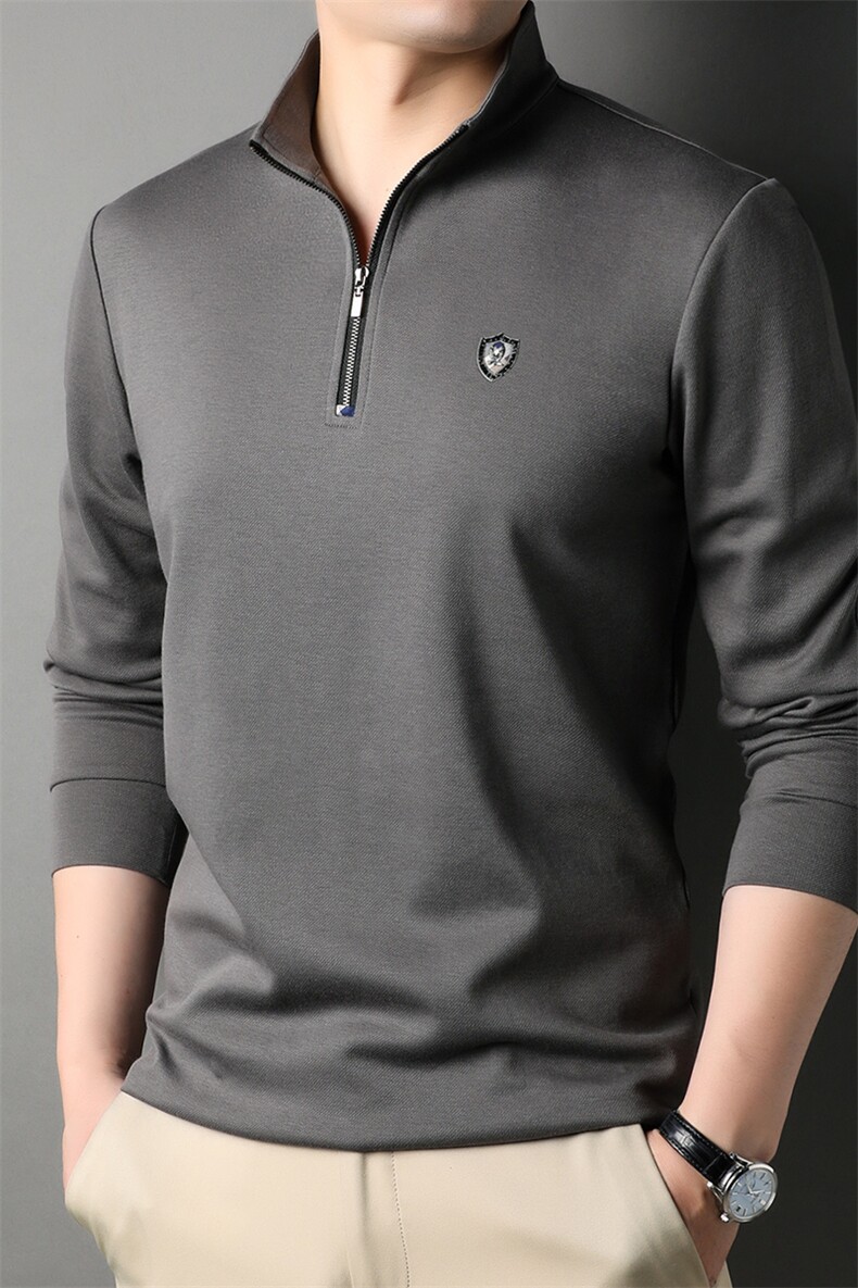 AG99616钱塘2020-3Z中青年男士春季半拉链翻领长袖休闲T桖P60,男装T恤,钱塘207-3