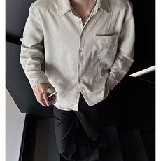 美式复古基础款麂皮绒工装长袖衬衫男垂感宽松休闲高级感衬衣外套，男装衬衫，星座506A