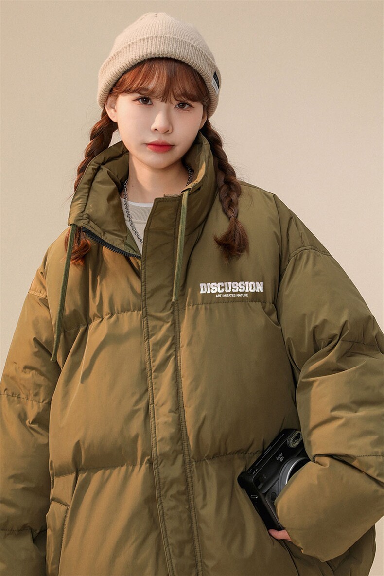 白鸭绒中性冬季新款设计感抽绳立领羽绒服YR214P195控258,男装羽绒服,A247A