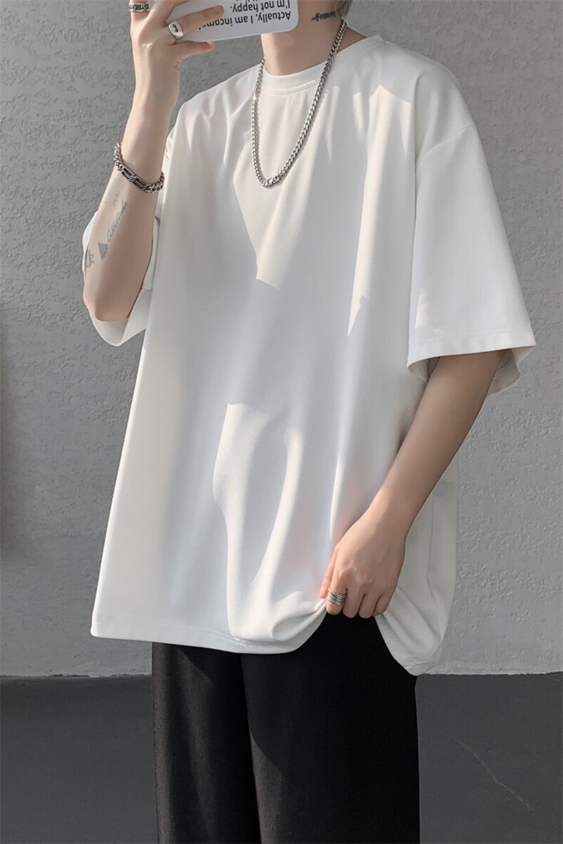 8XL-M高品质重磅棉光版纯色短袖T恤百搭款半截袖五分袖DX332特P23,男装T恤,电商D206-1
