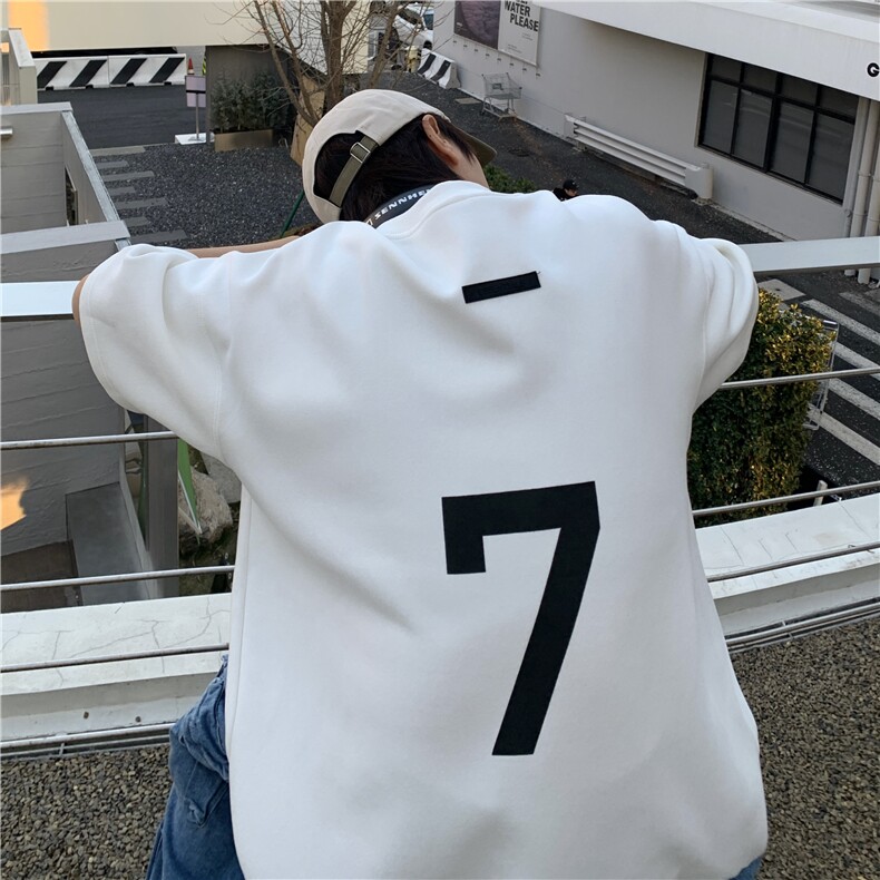 XZ213-T10-P35控48港风大码麂皮绒数字印花透气圆领短袖T恤,男装T恤,星座213