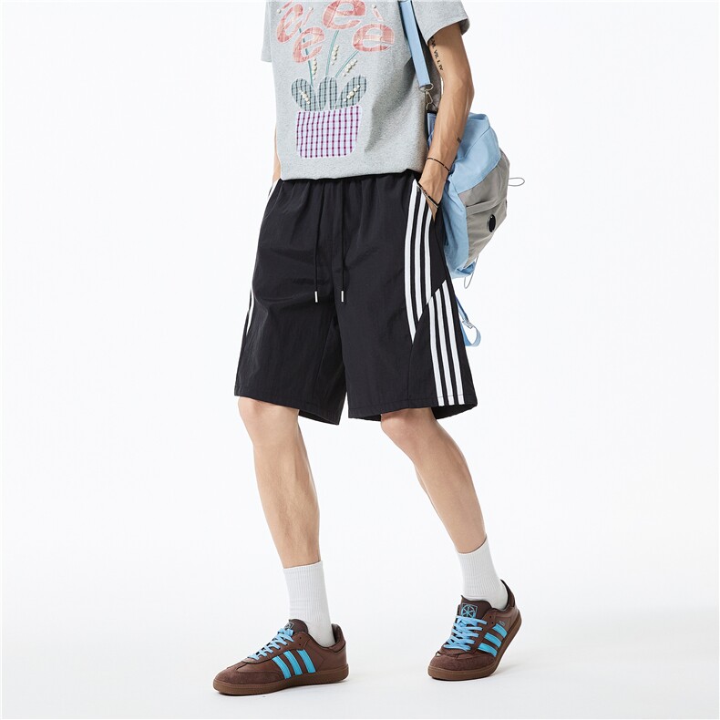 2025夏季新款美式条纹设计感休闲冰丝短裤B315-K25552-特p25控48,男装牛仔裤,电商B315