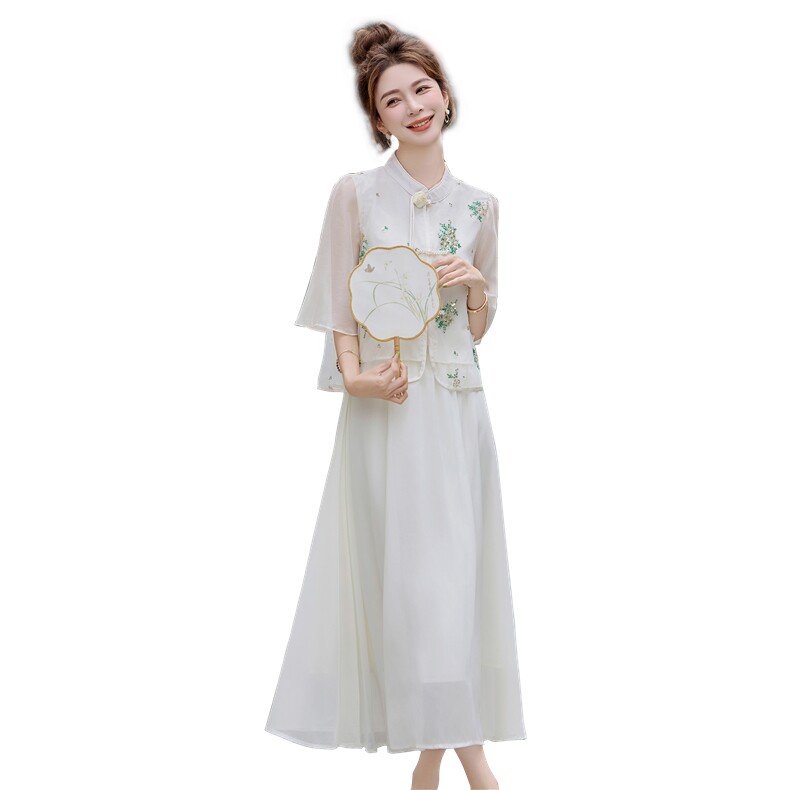 新中式轻国风套装女2025夏季新款高级感古典气质改良汉服两件套,女装套装/套裙,芷墨服饰