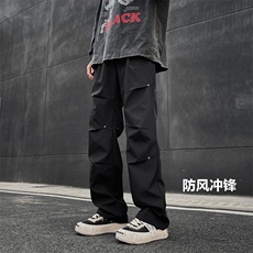 百搭冲锋裤直筒拖地机能风冲锋裤垂顺K730常规特批28，男装休闲裤，星座718-1