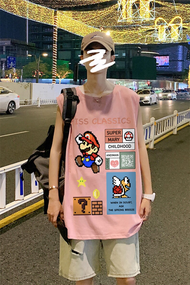 ！港风夏季无袖背心男汗衫男纯棉坎肩短袖T恤男B26-P20,男装背心/马甲,电商B367